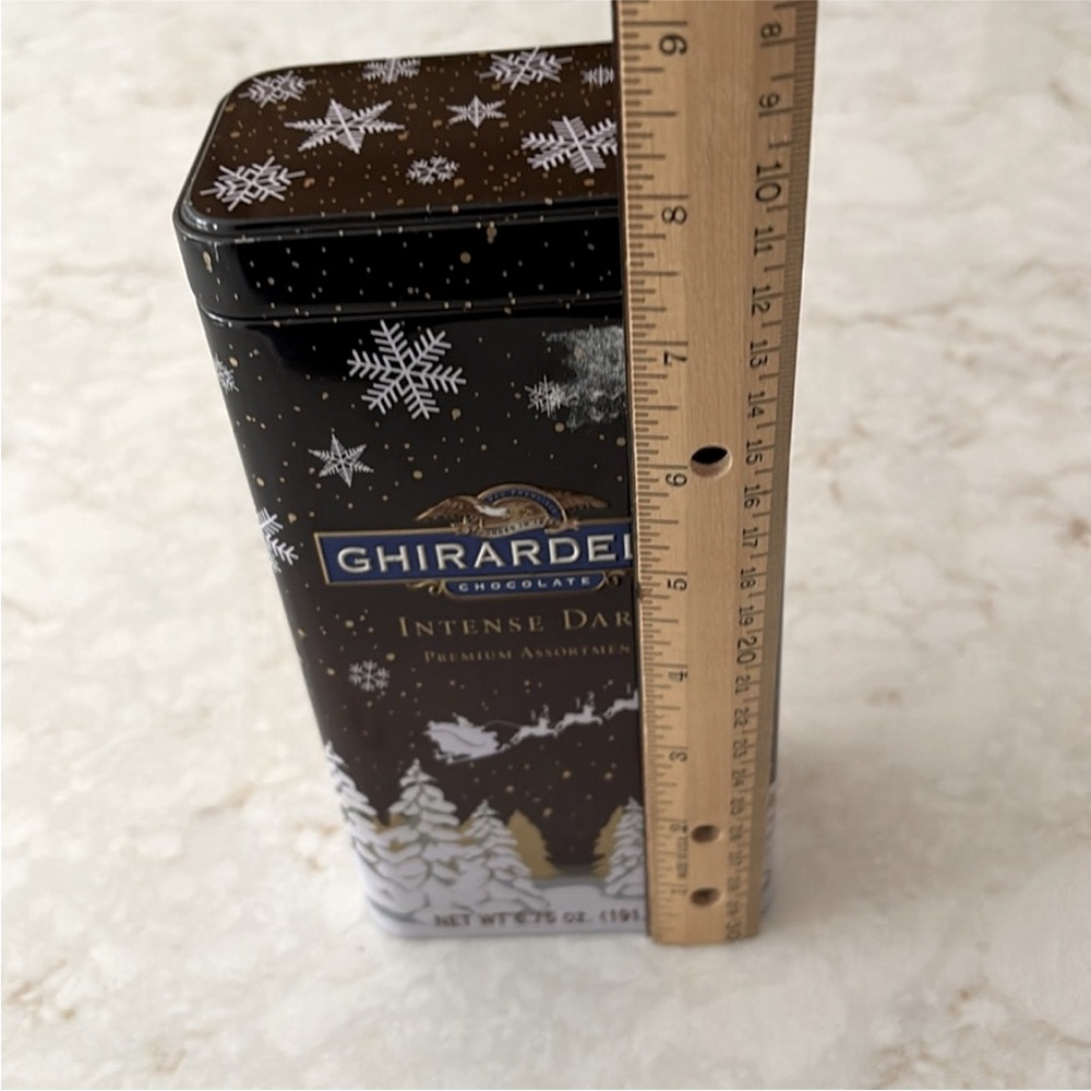 Ghirardelli Dark Chocolate Winter Holiday Collectible Tin Container Gift Box - Picture 9 of 14